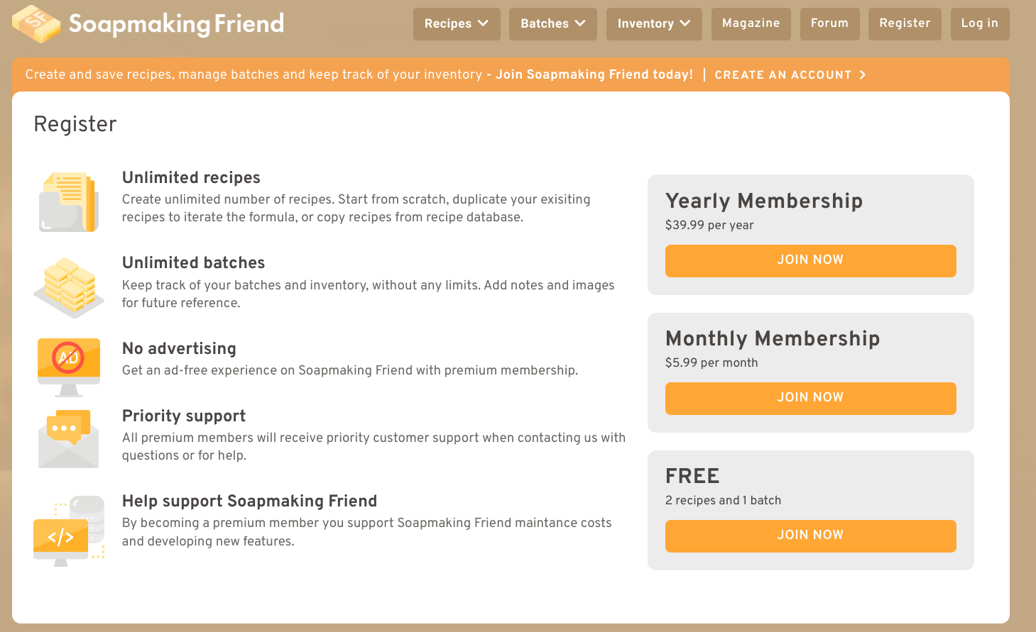 SoapmakingFriend - Membership Level Registration Page. SoapmakingFriend - Membership Level Registration Page.